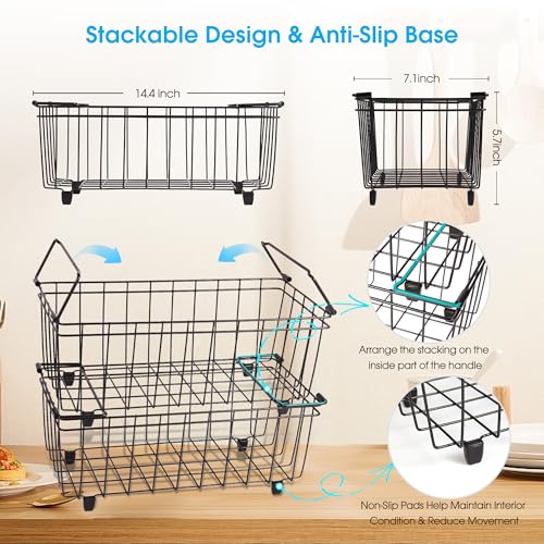 4 Pack Stackable Freezer Organizer Bins with Handles V52081