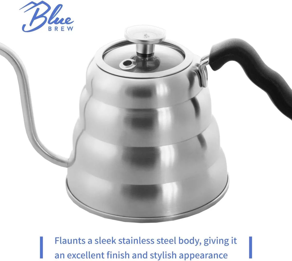 40 Fl Oz Stainless Steel Gooseneck Pour Over Kettle with Thermometer Q20459