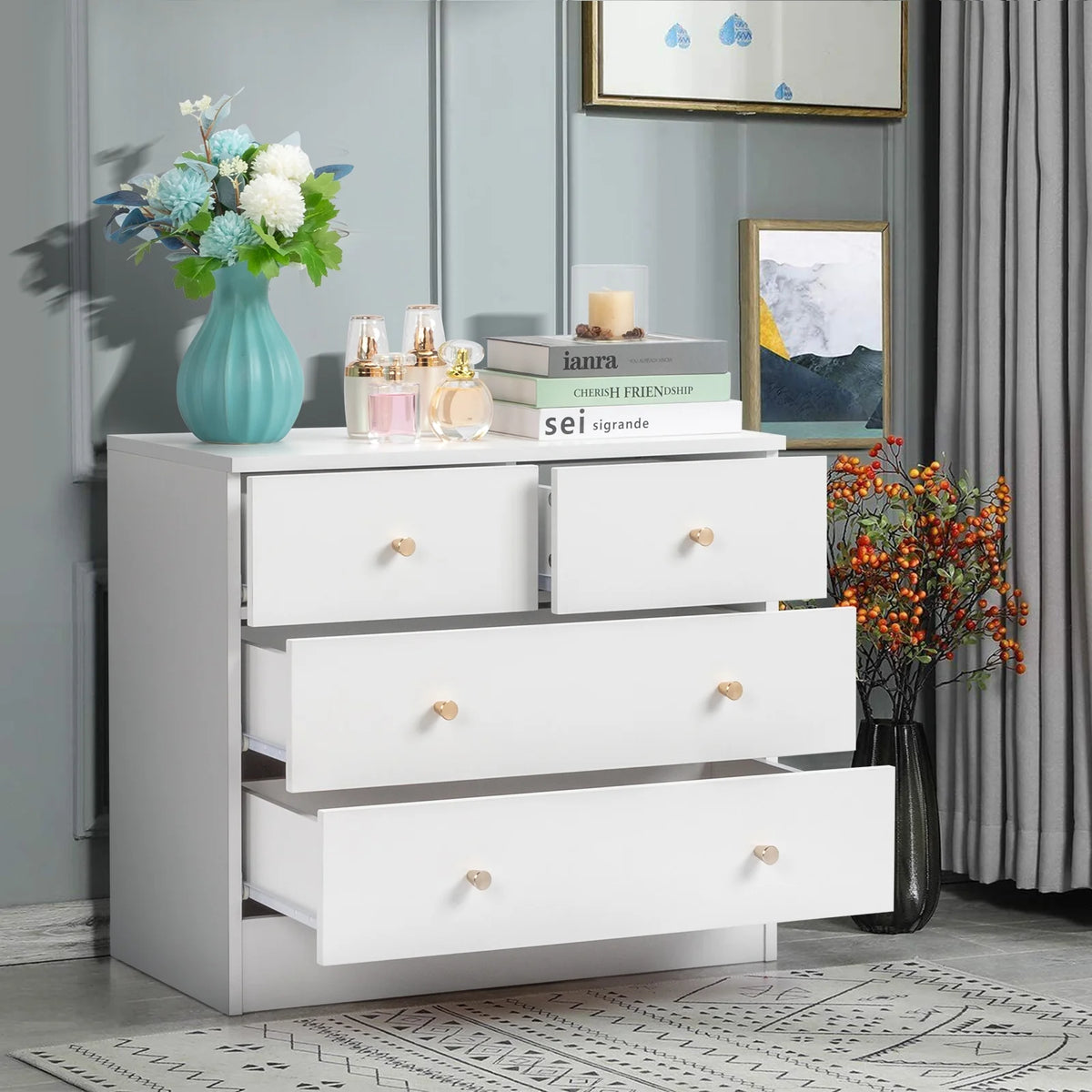 Black 6 Drawer Wood Dresser E715