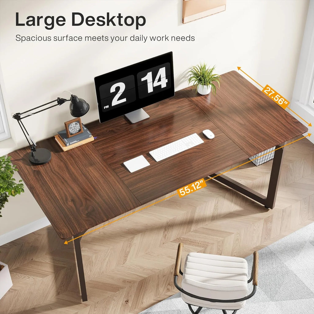55 Inch Walnut Computer Desk V78817