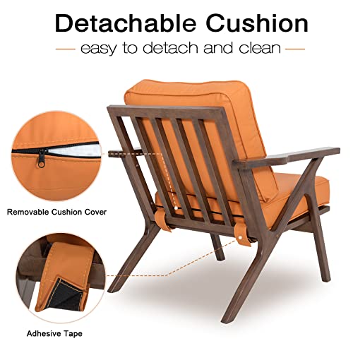 Brown Leather Upholstered Armchair with Wood Frame I9123