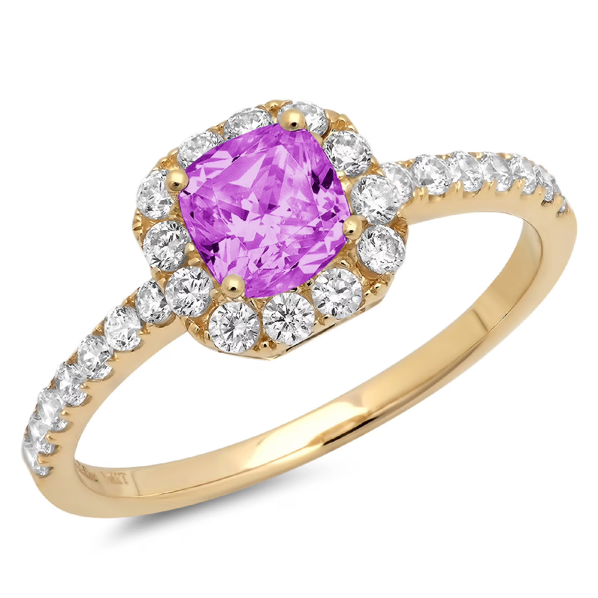 14k yellow gold simulated alexandrite halo ring size 7 F8384
