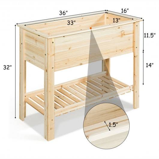 Raised Garden Bed with Storage Shelf J249