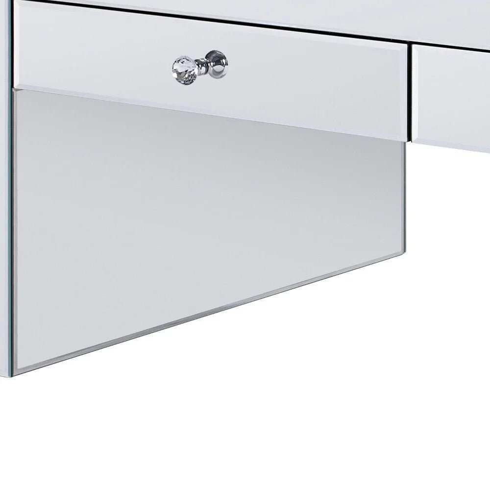 48" Silver Mirrored Coffee Table with Two Drawers X25226