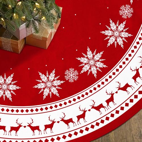 36 inch Snowflake Reindeer Christmas Tree Skirt V9464