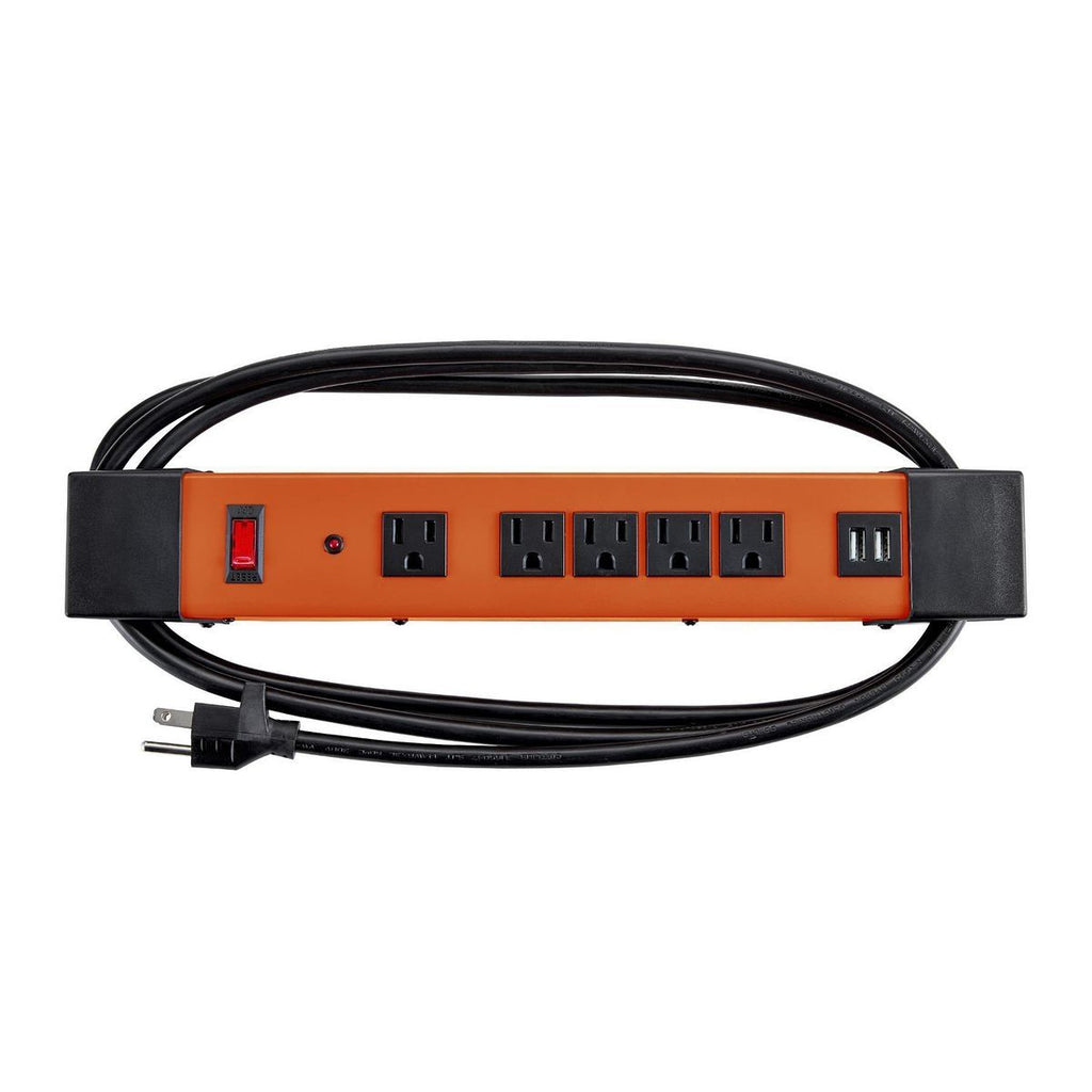 5-Outlet Magnetic Power Strip with Metal Housing and 2 USB Ports E353838