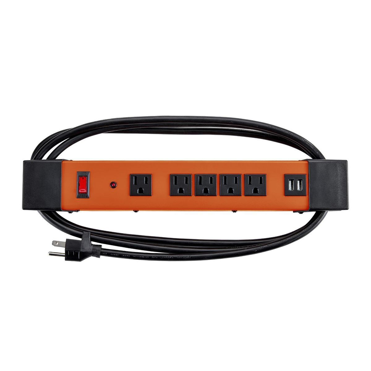 5-Outlet Magnetic Power Strip with Metal Housing and 2 USB Ports E353838