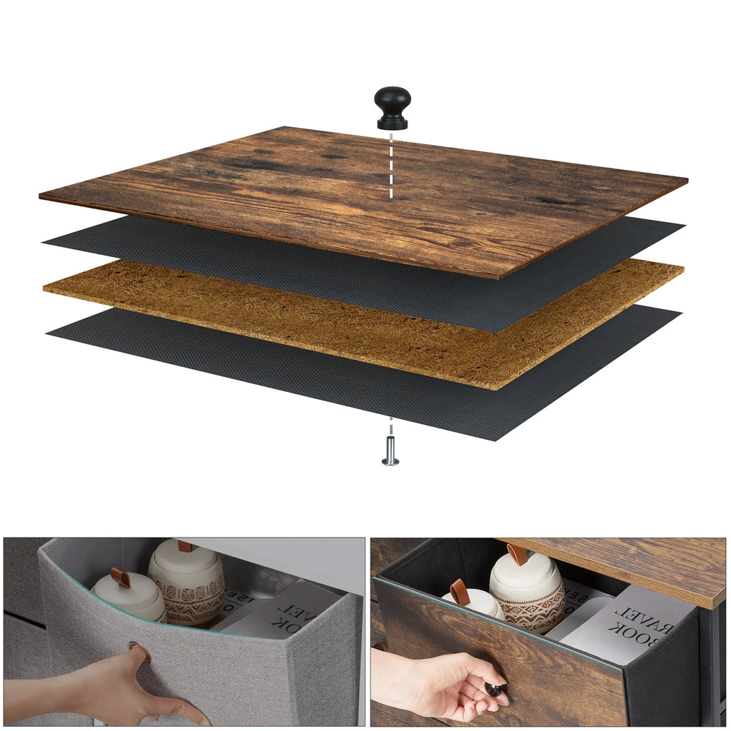 Brown and Black 5 Fabric Drawer Dresser Y74177