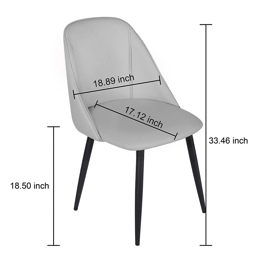 Retro Armless Vegan Leather Dining Chairs, off-Gray, Set of 4 K500
