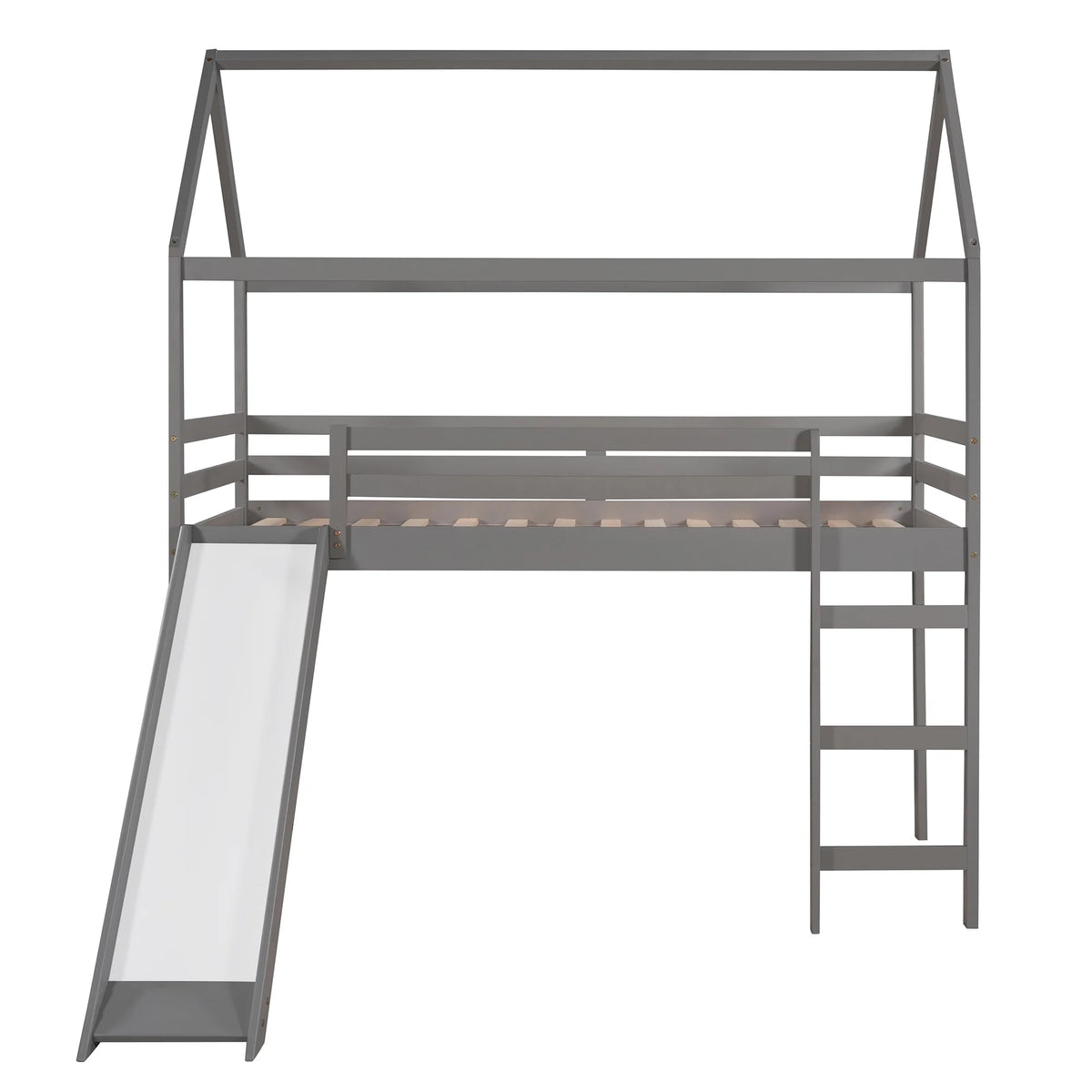 Twin Wood Loft Bed with Slide and Ladder G2655
