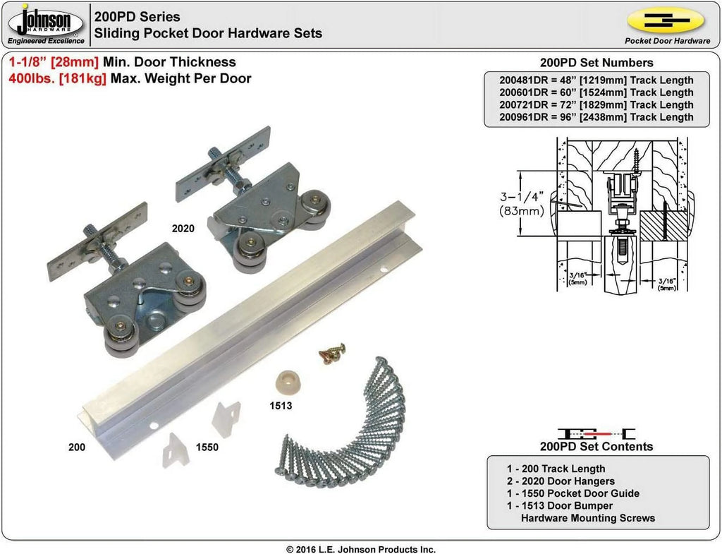 Pocket/Sliding Door Hardware (72") Y974
