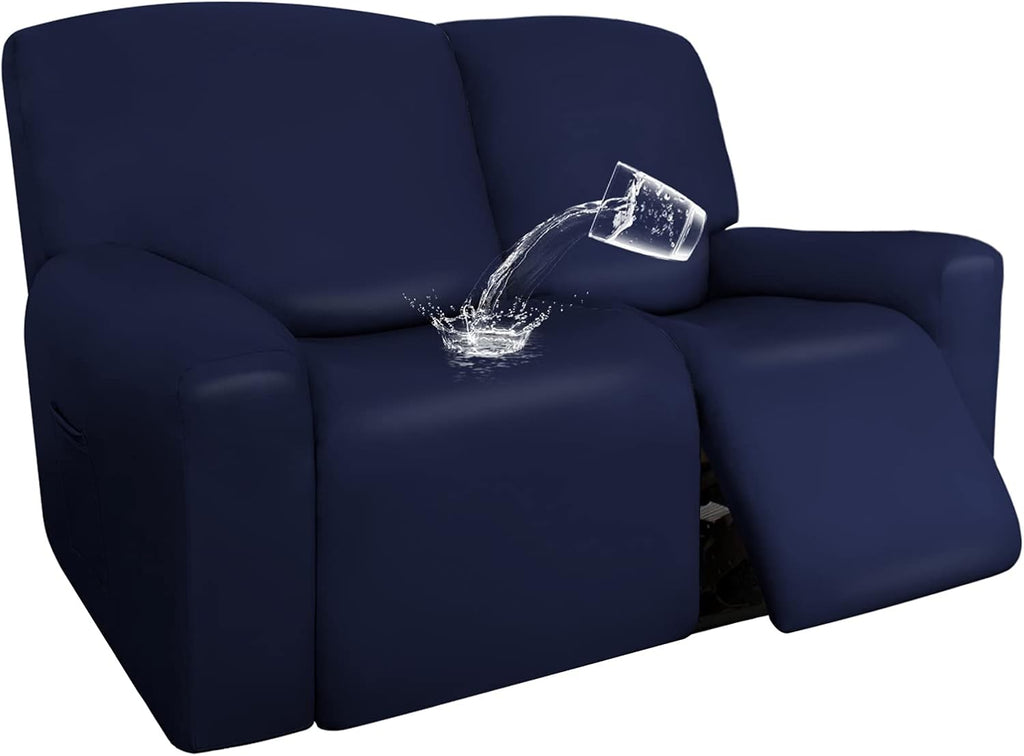 Navy 6 Pieces Stretch Recliner Loveseat Slipcovers G544563