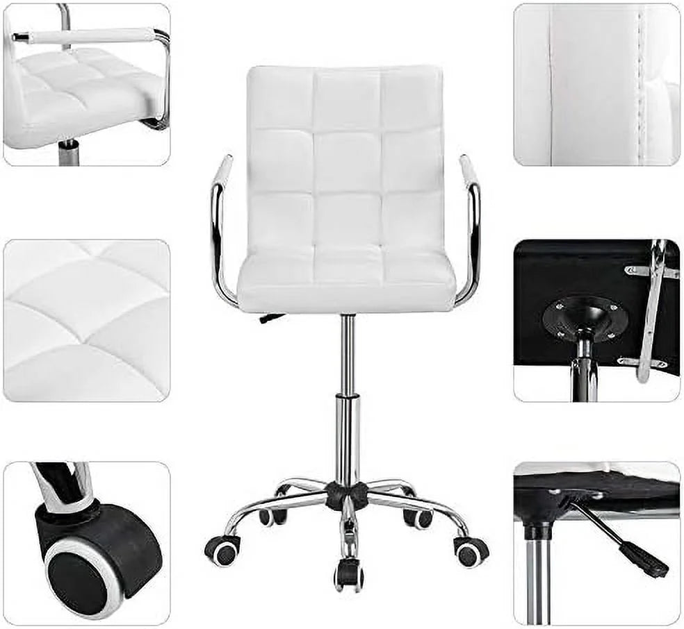 Adjustable Swivel Faux Leather Office Chair White Y412