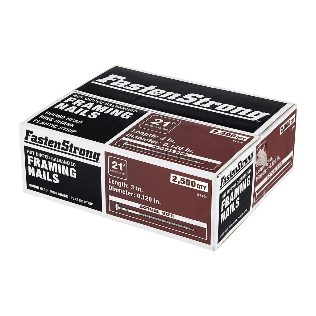21° 3 in. Galvanized Ring Shank Framing Nails 2500 Pack L5752