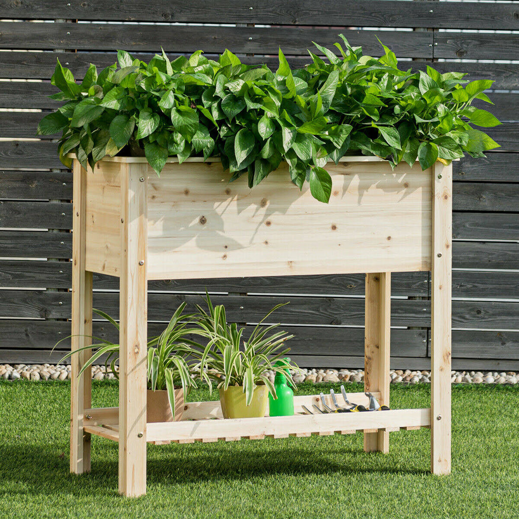 Raised Garden Bed with Storage Shelf J249