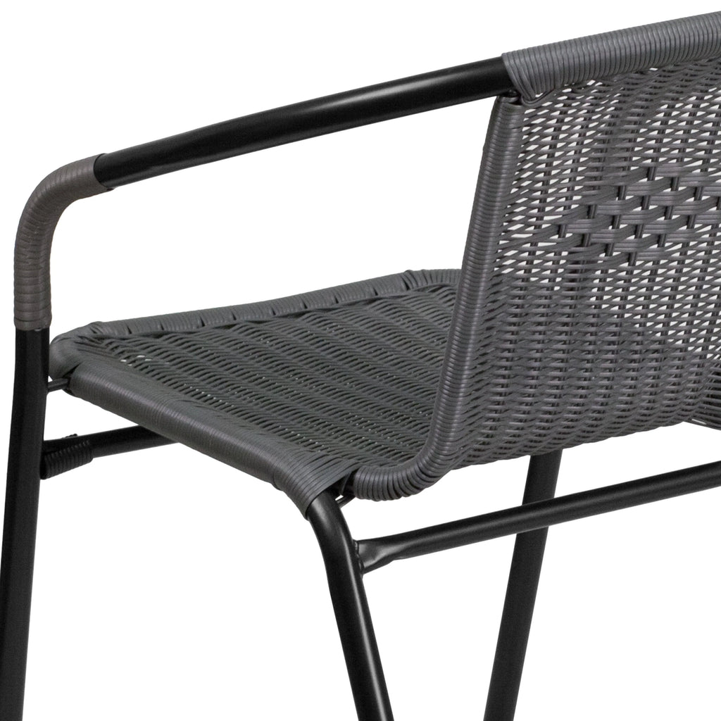 2 Pack Gray Rattan Stack Chair E6873