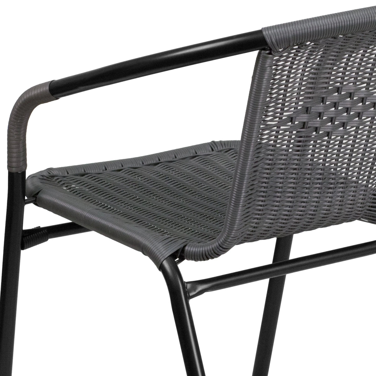 2 Pack Gray Rattan Stack Chair E6873