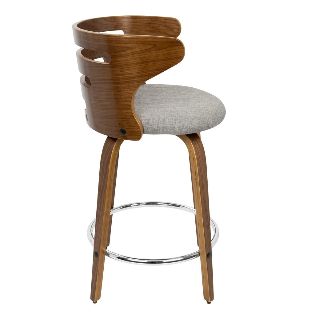 Set of 2 Brown Walnut Wood Barstools B7104