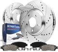 302mm Front Drilled Slotted Rotors and Brake Pads 4pc Set P9645