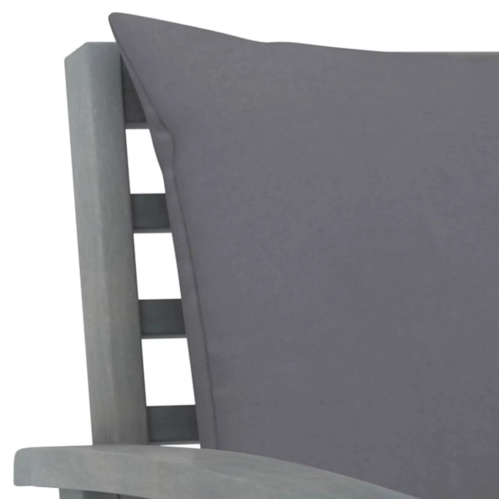 Dark Gray Cushion Solid Acacia Wood Patio Bench X25976