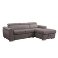 Light Brown Fabric Sleeper Sectional Sofa with Storage J88274