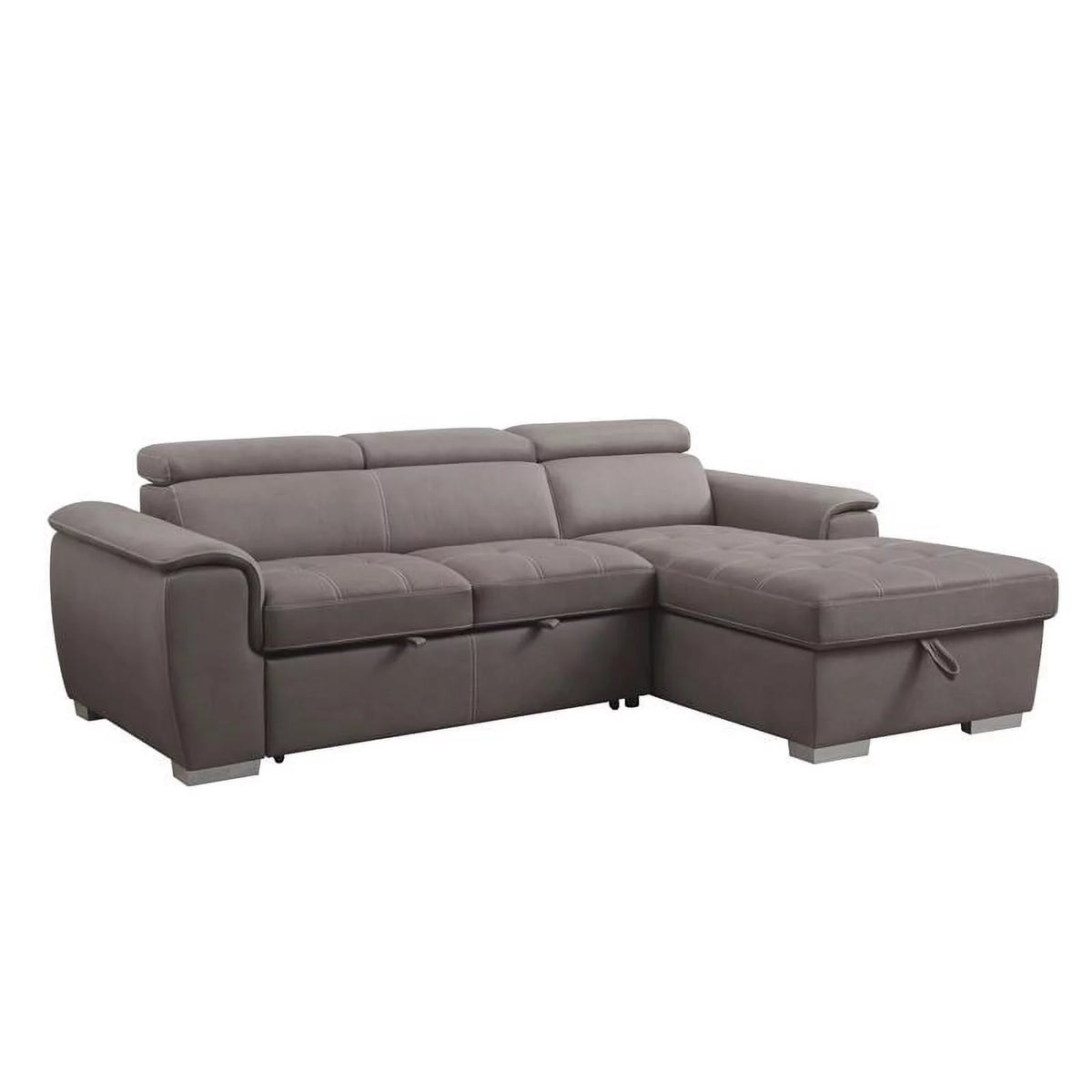 Light Brown Fabric Sleeper Sectional Sofa with Storage J88274