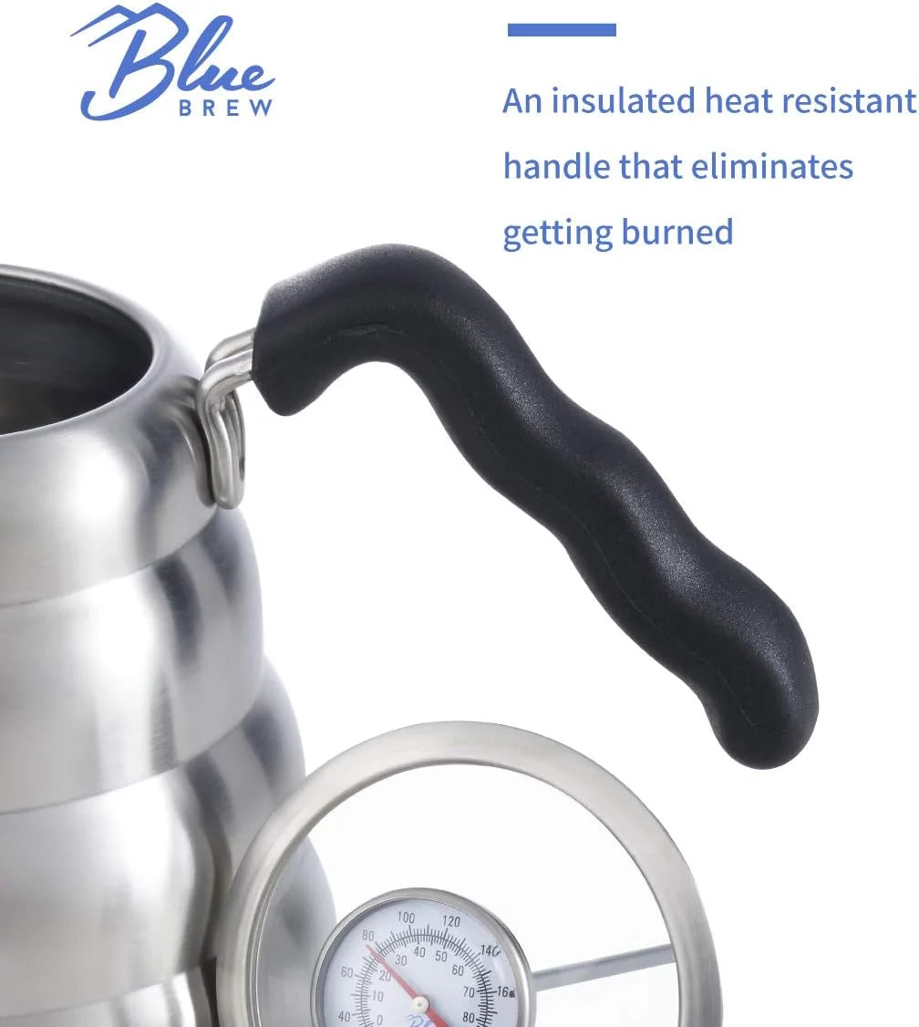 40 Fl Oz Stainless Steel Gooseneck Pour Over Kettle with Thermometer Q20459