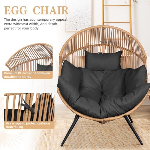 Oversized PE Rattan Wicker Egg Chair with Cushion P2051
