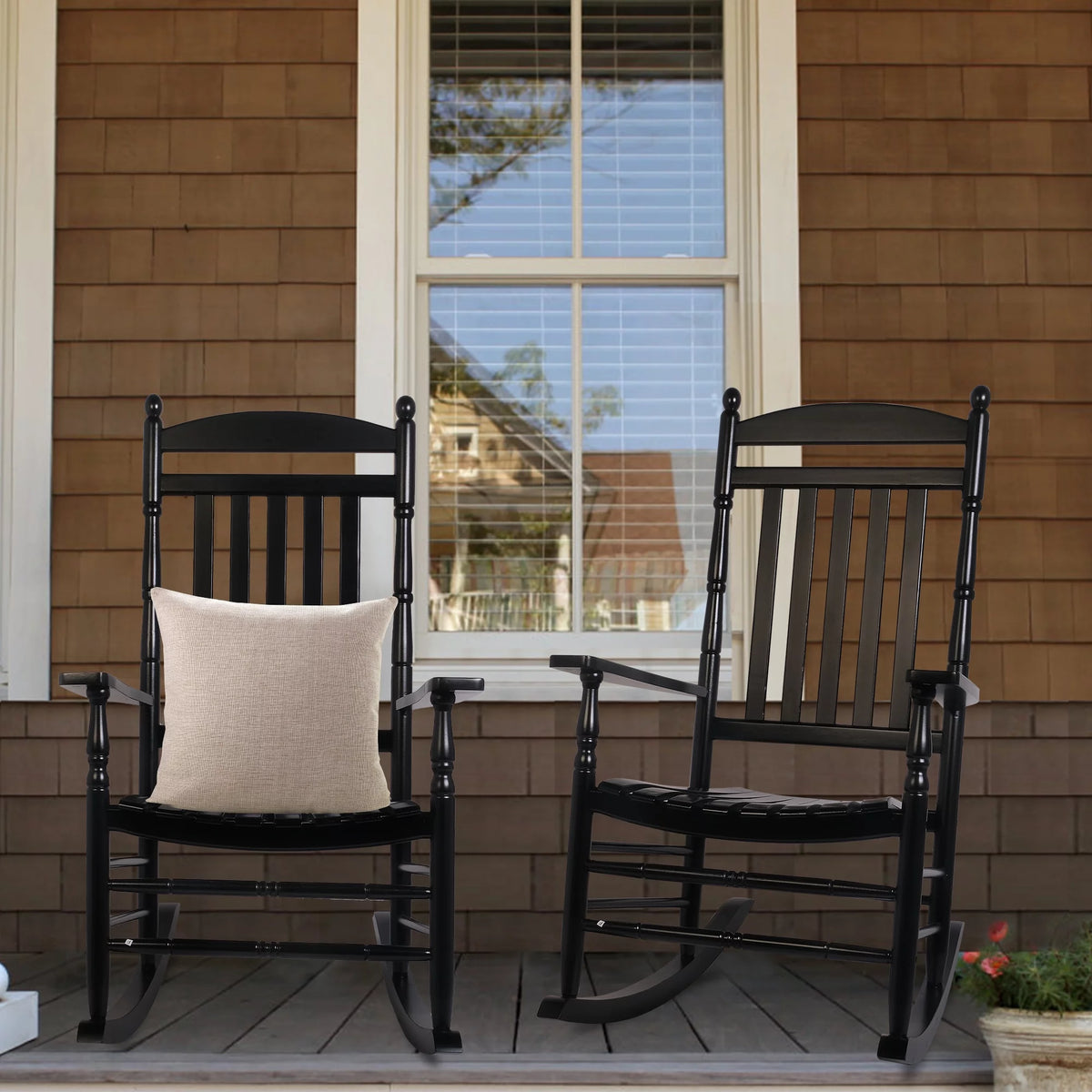 Set of 2 Black Oversized Wood Outdoor Rocking Chairs A900