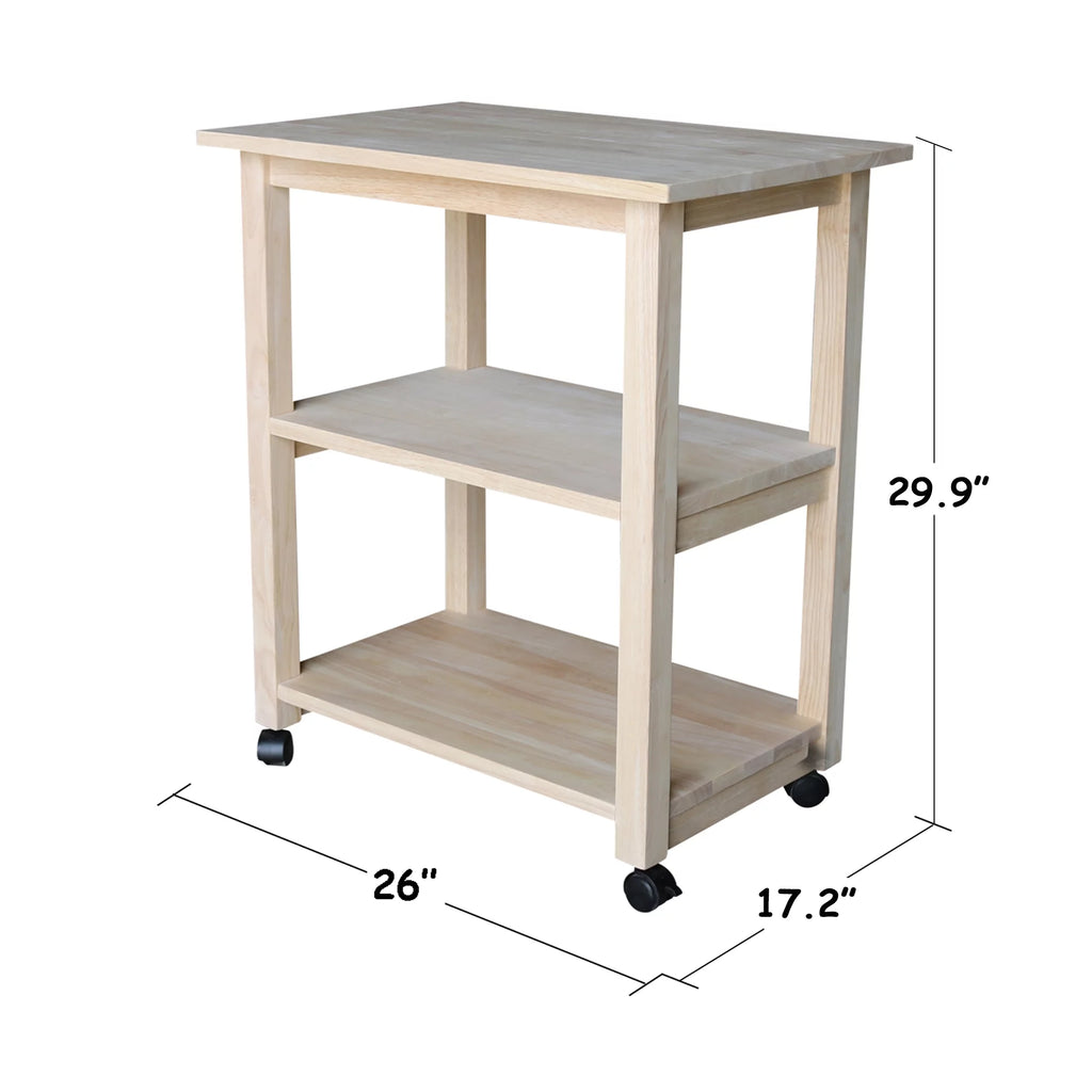 Unfinished Wood Microwave Kitchen Cart K302858