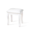 White Wood Vanity Stool with Cushion I129528