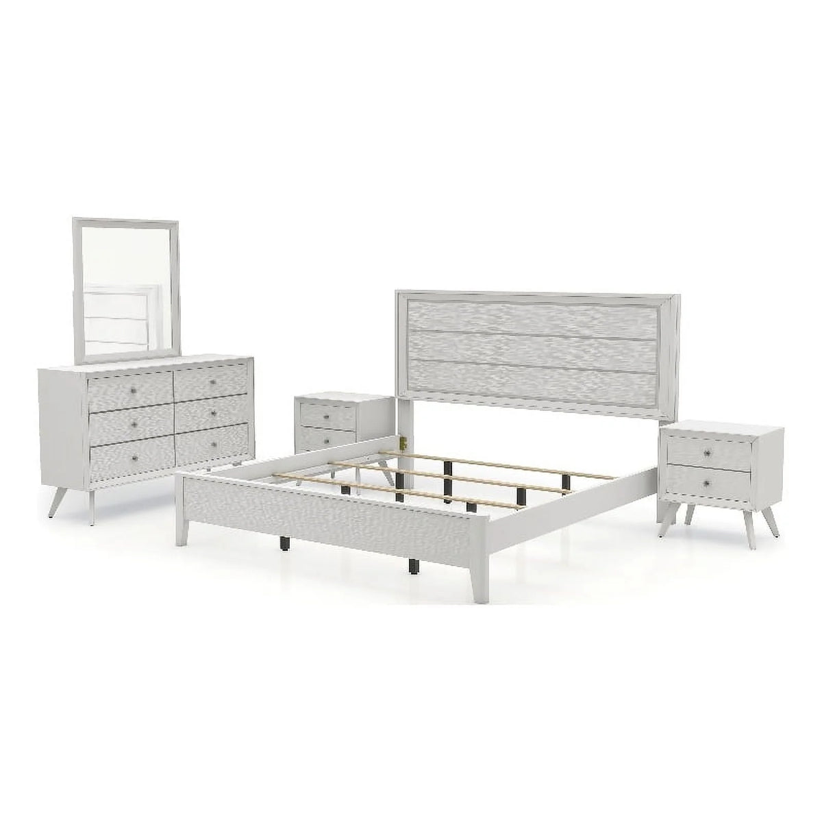 5pc Wood White Bedroom Set King P3107