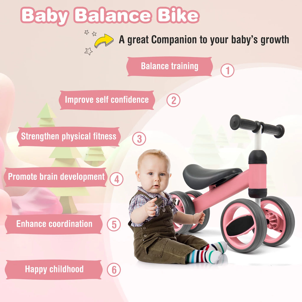 Pink 4 Wheels Baby Balance Bike U3481