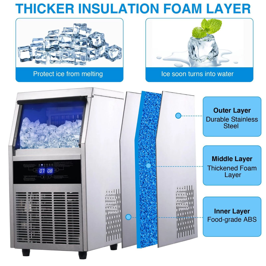 Commercial Ice Maker 90lb Stainless Steel Cube Machine C6661