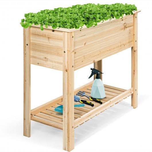 Raised Garden Bed with Storage Shelf J249