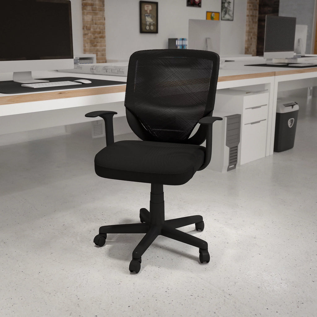 Black Mesh Swivel Task Office Chair with T-Arms R6219