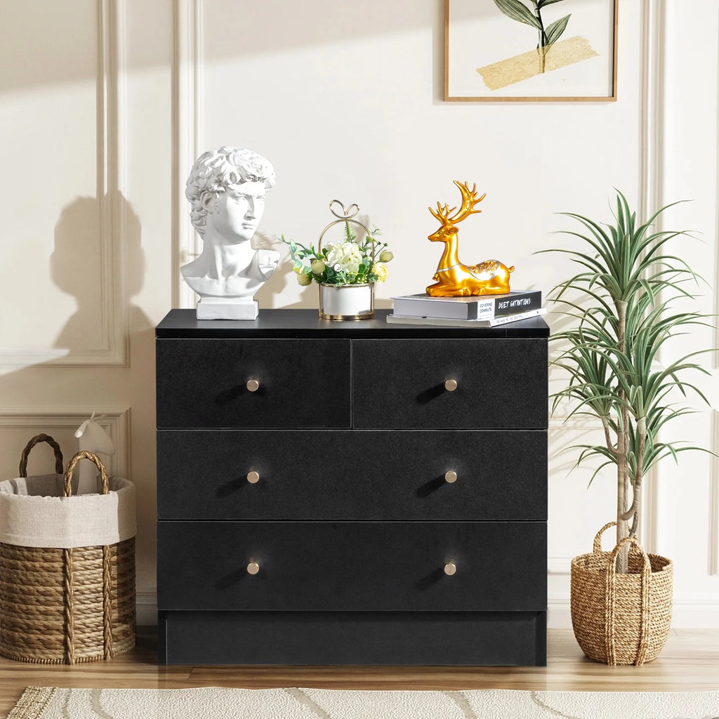 Black 6 Drawer Wood Dresser E715