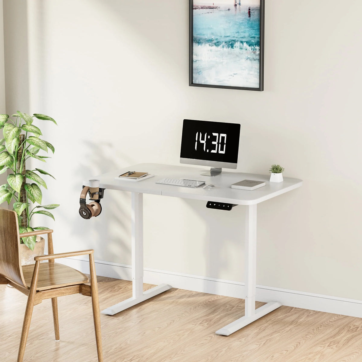 Electric Height Adjustable 43 inch Standing Desk White V8991