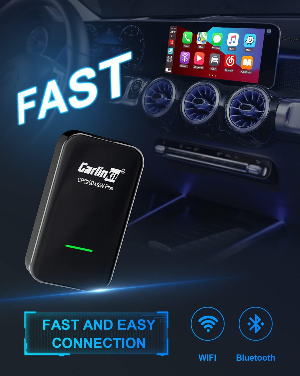 Wireless CarPlay Adapter with 2 USB Cables N2841