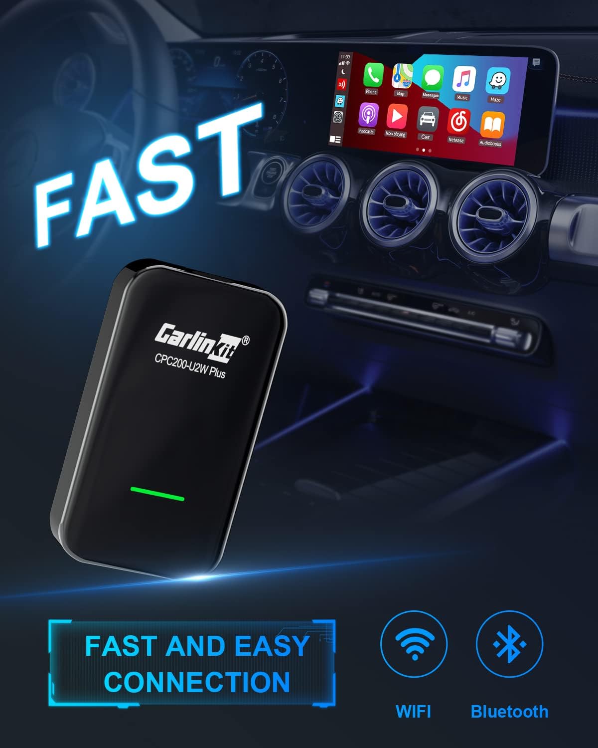 Wireless CarPlay Adapter with 2 USB Cables N2841