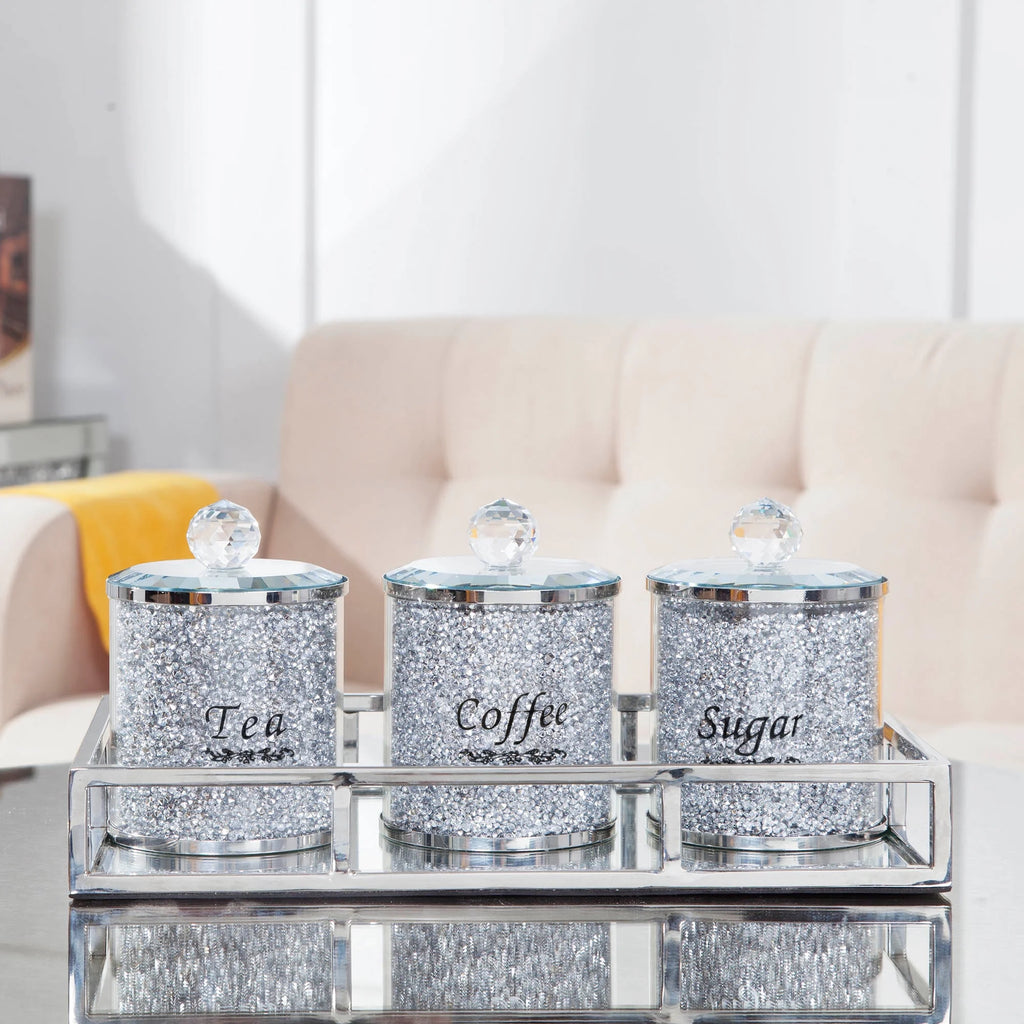Crushed Diamond Kitchen Canister Set of 3 with Lids P661754