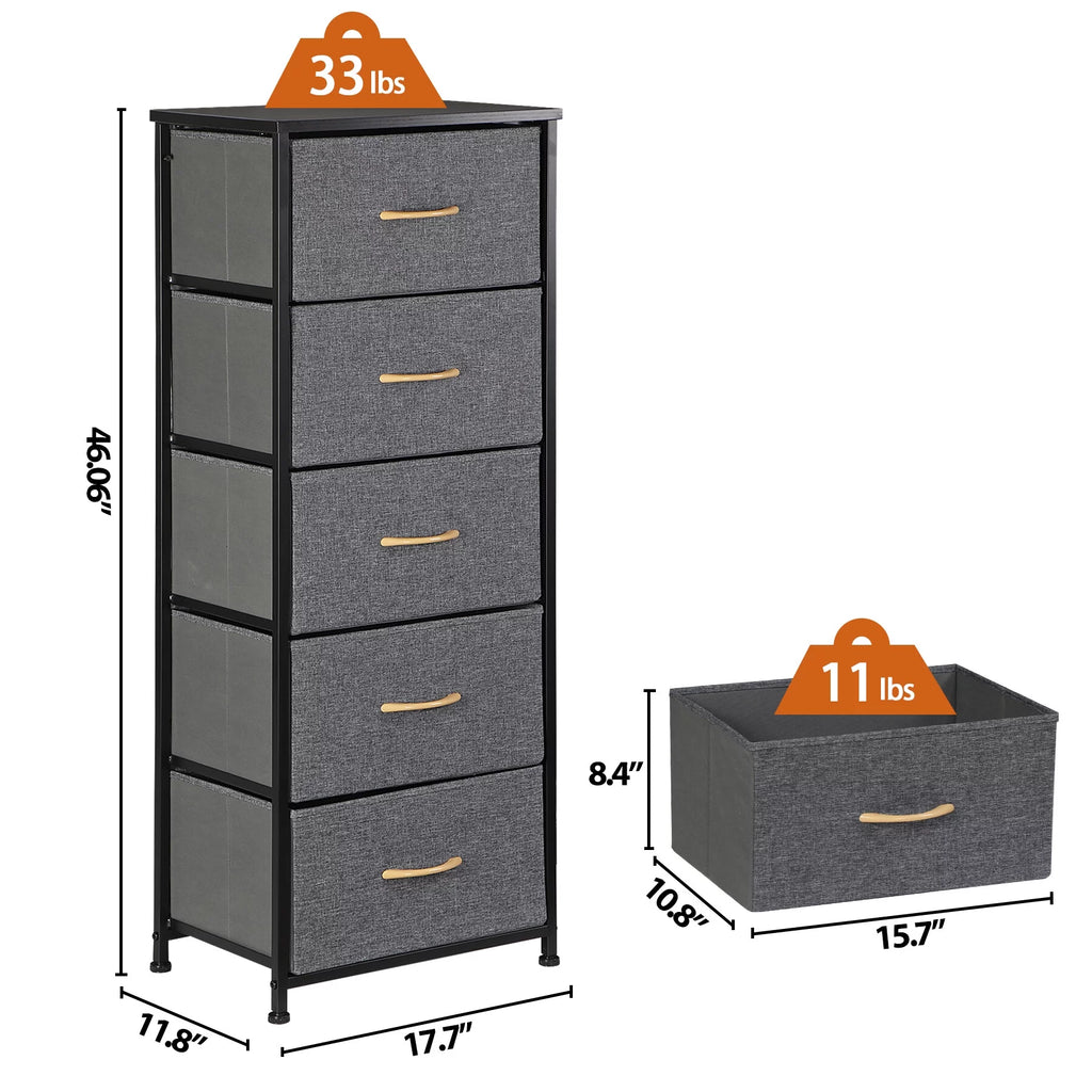 Black Metal Frame 5 Drawer Dresser Storage Tower F241271