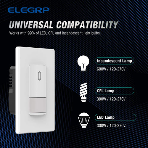 10 Pack Matte White Motion Sensor Light Switch D935