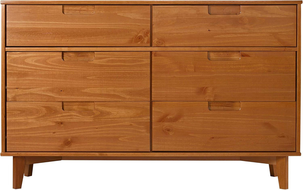6 Drawer Caramel Wood Dresser K501