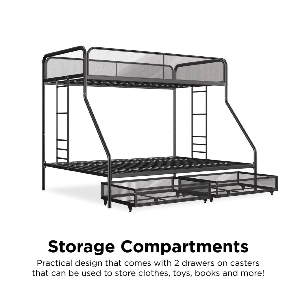 Black Metal Bunk Bed with Storage Drawers S968346