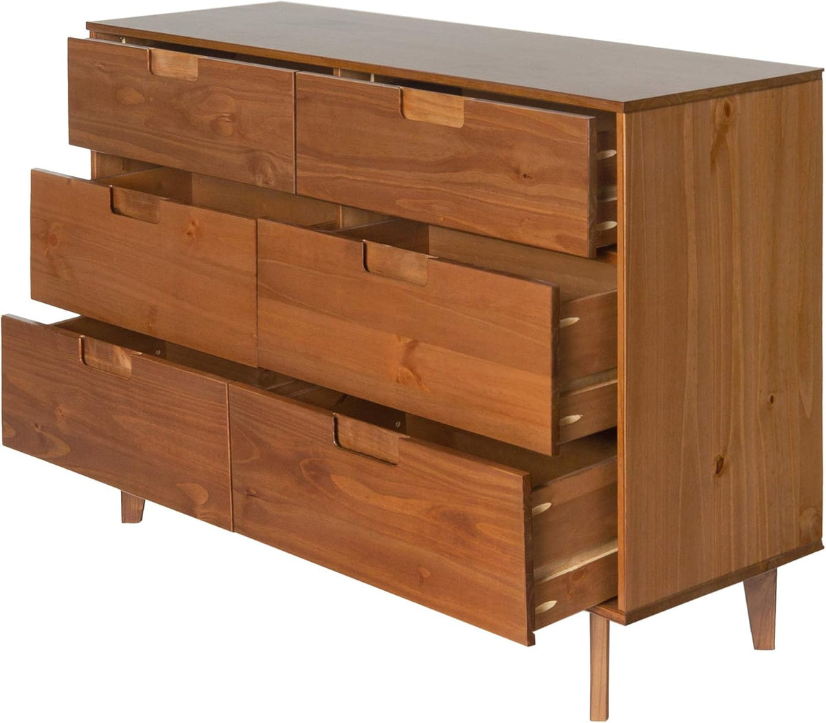 6 Drawer Caramel Wood Dresser K501