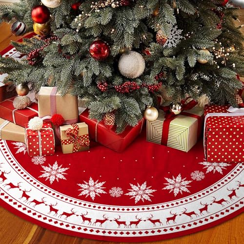 36 inch Snowflake Reindeer Christmas Tree Skirt V9464