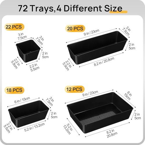 72 PCS Clear Plastic Drawer Organizers Set B71356