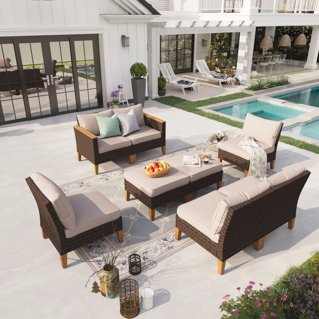 8 Piece Outdoor Wicker Sofa Set Q531