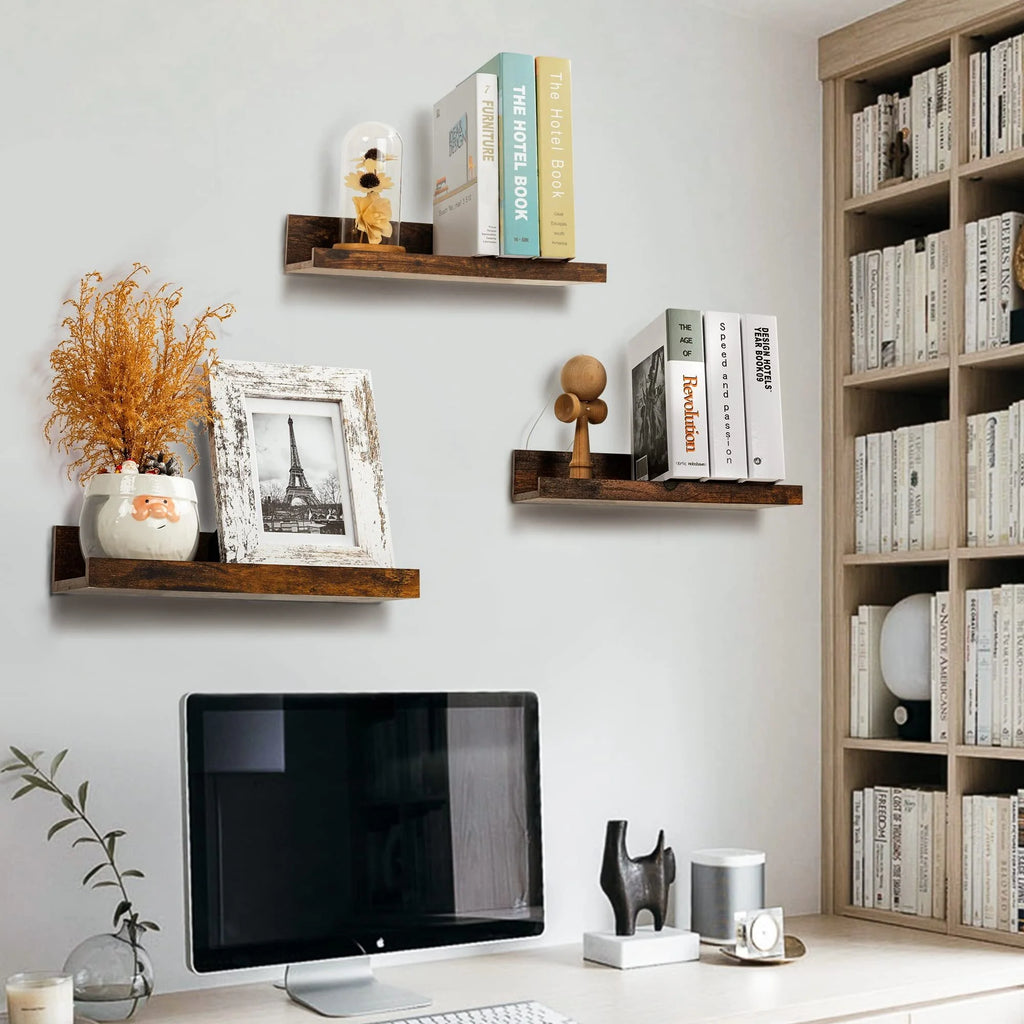 Black Wood Floating Shelves Set of 5 T71102